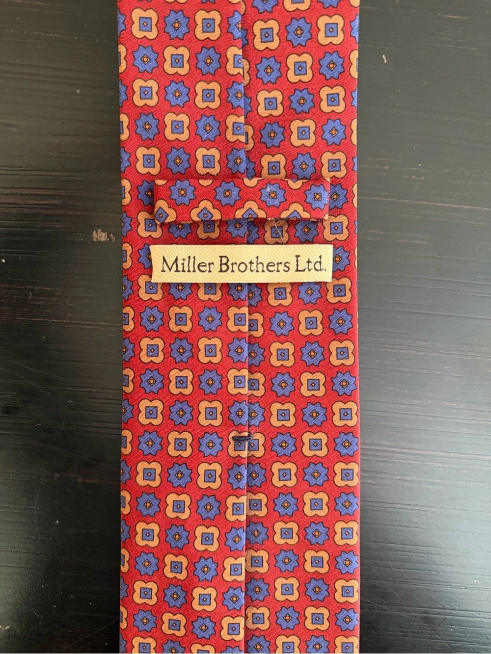 Pair of Miller Brothers Ltd. Patterned Silk Neck Ties